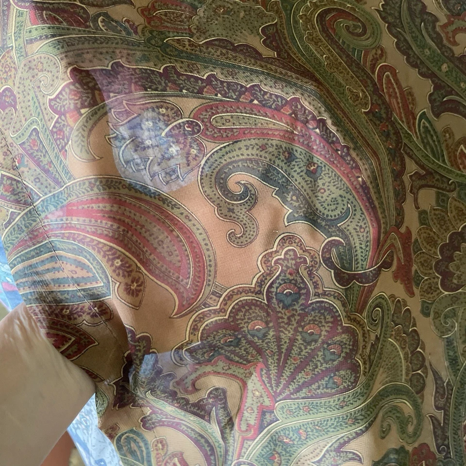 De Colección Baxter Paisley Cortina Transparente American Living Tonos Tierra Marrón Verde Rojo Foto 3 de 4