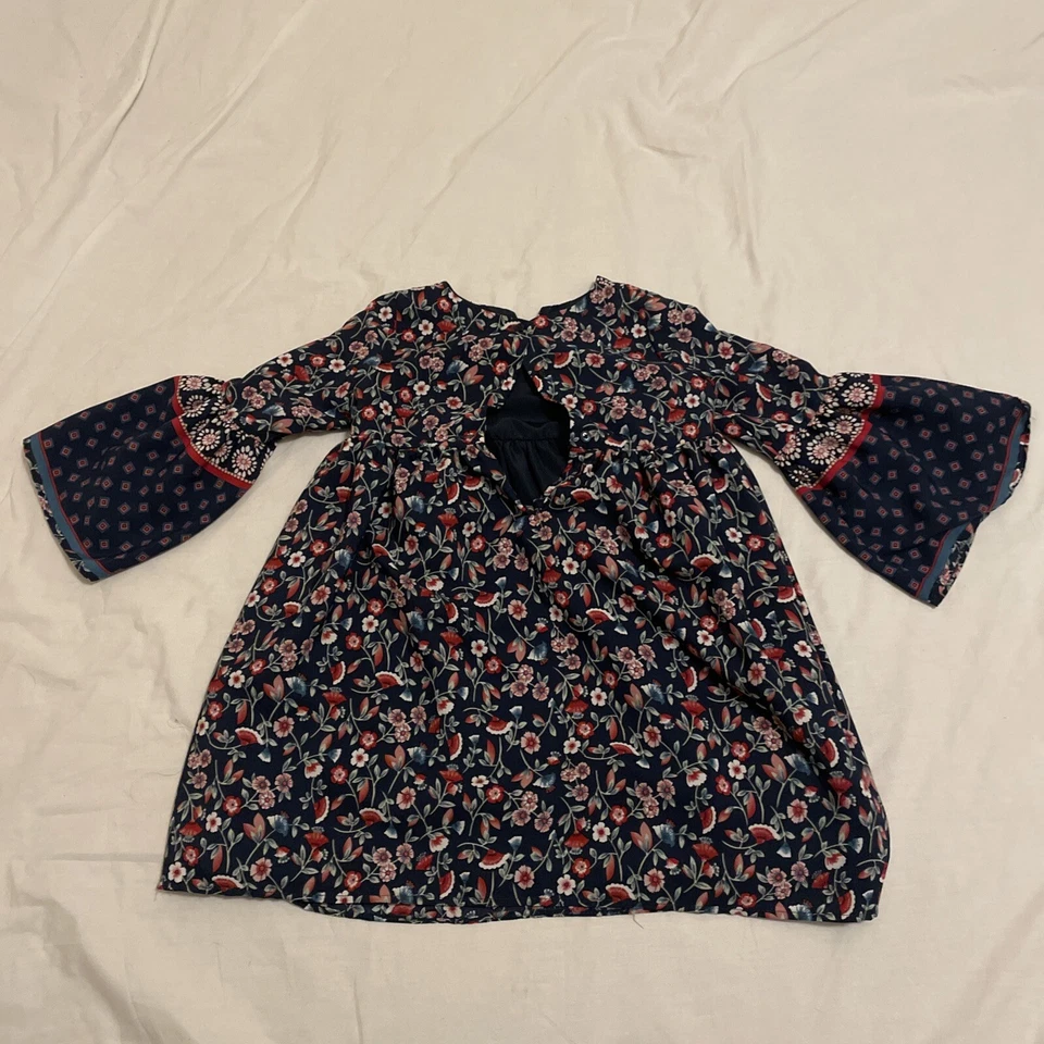 Pastourelle Pippa And Julie Girls Size 5 Blue Floral Bell Sleeves Boho Cottage - Image 4 of 4