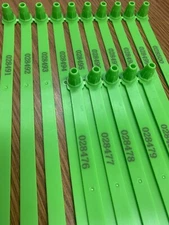 15 Green Plastic Truck Seals, Trailer  Seals, Tamper Evident Seals, Numbered