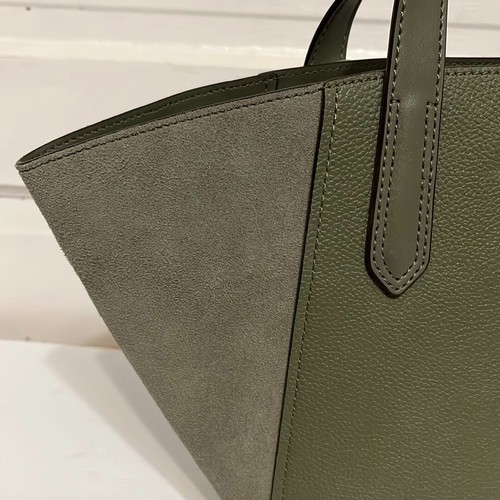 Michael Kors Portia Small Bucket Purse Army Green Pebbled Leather w/ Suede NWT - Picture 3 of 12