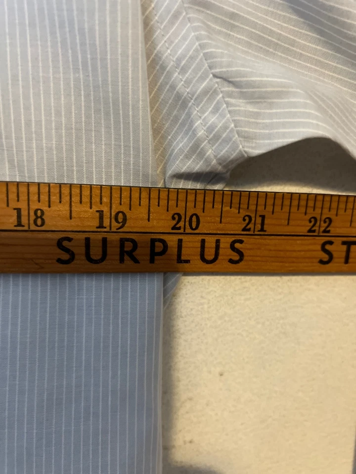 VINTAGE Ketch Dress Shirt Light Gray Pin Strip Single Stitch Button Down 16.5 - Image 3 of 4