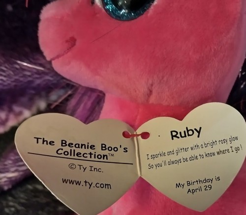 PLUSH HORSE VTG Ty beanie boos My Little Pony RUBY 8" GLITTER HOOVES - Picture 3 of 4