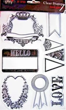 Hello Name Tag Badge Banners & More Clear Stamp Set by Glitz  2723 NEW!