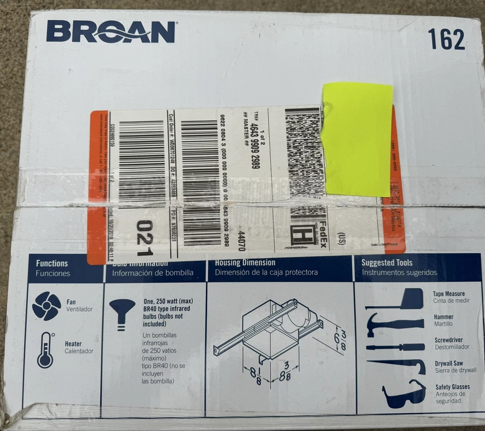 Broan One Bulb Heater with Ventilation Fan - Image 2 of 3