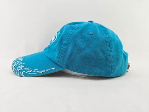Justin Boots Women's Blue/Pink Rhinestones Baseball Cap Western Wear Hat Strap - Picture 3 of 7
