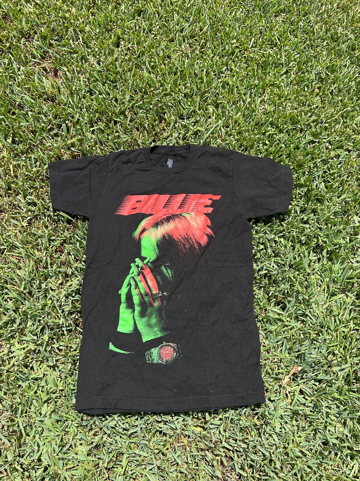 T-Shirt Officiel Billie Eilish 'Hands Face' - Noir, Neuf Avec Étiquettes, Taille BILLIETS17MB