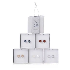 Honora Cultured Pearl     Set of 5    9.0mm Boxed Stud Earrings with Happy Backs