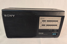 Vintage Sony ICF-24 AM/FM 2 Band Portable Radio AC Power Or AA Battery Works