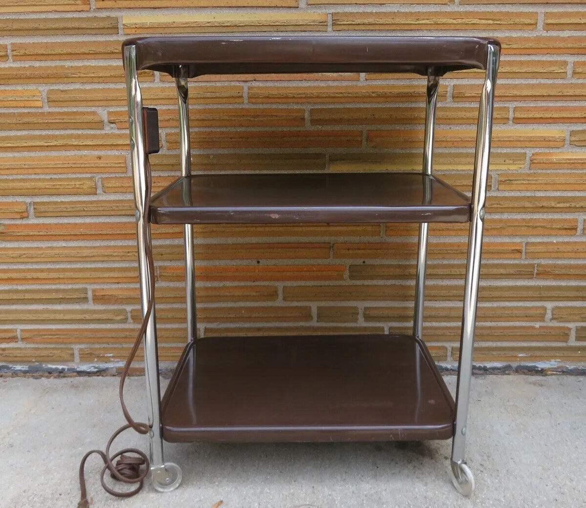 Vintage Rolling Brown Kitchen Metal Utility Cart Cosco Clean Vintage Rolling Brown Kitchen Metal Utility Cart Cosco Clean
