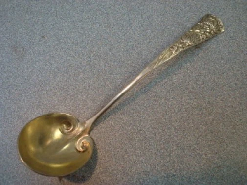 Chrysanthemum by Shiebler Sterling Silver Sauce Ladle Fancy GW Serving Vintage