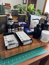 Tattoo Supplies Lot: Bishop Needles, Dynamic Ink, Lido, Ink Cups, Wash Bottles