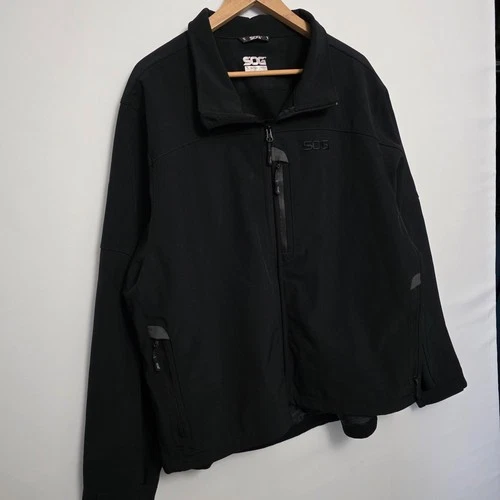 SOG Tactical Softshell Jacket Black 2XL (50-52)  Full Zip Windproof Outdoor Coat image 3