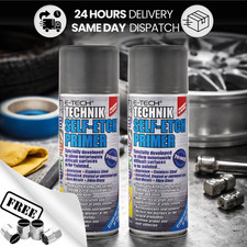 2x E-Tech Technik Self Etch Primer Spray Paint for Metal Alloy Wheels 400ML + CP