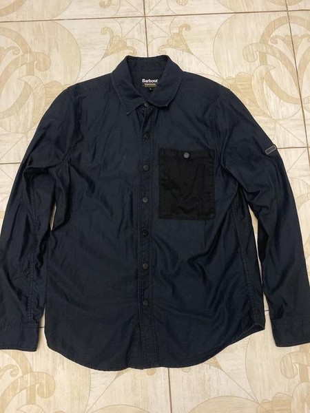 Men Barbour Shirt Navy Cotton S