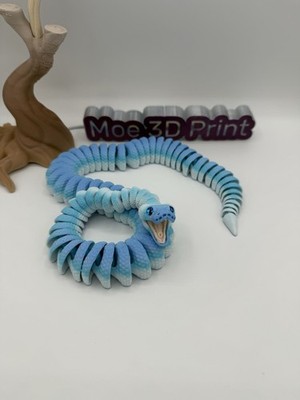 3D Printed Ball Python Snake 28 - Blue/white