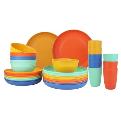 32-Piece Wheat Straw Dinnerware Set - 8×10'' Plates, 8×9'' Plates, 8×26oz Bowls...