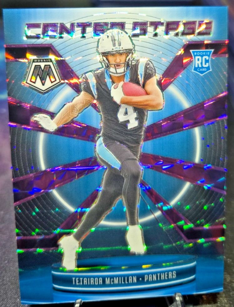 2025 Panini Mosaic #8 Tetairoa McMillan Center Stage Mosaic Purple 33/49