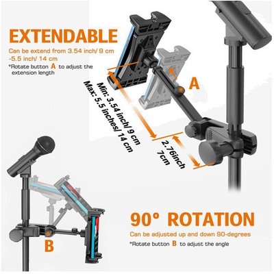 Adjustable Tablet Holder for Microphone Stand