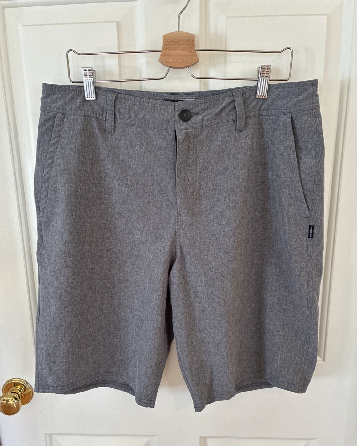O'Neill Shorts Mens 34 Gray Hybrid Chino Stretch Hyperdry Zip Pocket Classic