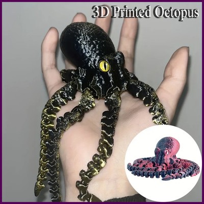 3D Printed Articulated Octopus   Poseable Tentacles Desk Toy, Eco-Friendly