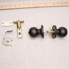 Probrico Round Ball Privacy Door Knob Bath / Bed Flat Black DL6070RBBK