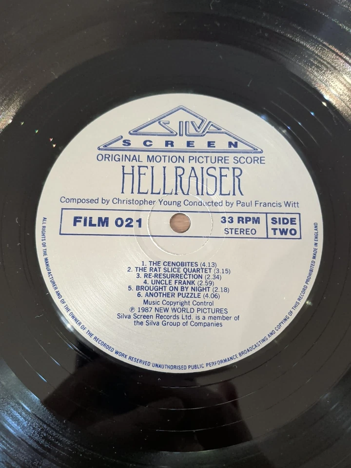 OST - Hellraiser. UK Silva Screen LP. Rare Horror Soundtrack. 1987 Chris Young - Image 4 of 4