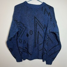 VTG 90s Le Tigre Sweater Men MD Geometric Abstract Retro Made in USA Grandpa