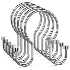 Shower Curtain Hooks, Black Shower Curtain Rings, Sturdy Simple 12 Pack Chrome