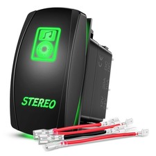 Stereo Rocker Switch LED Light Bar 5Pin Laser On Off 20A 12V 10A 24V Green SPST