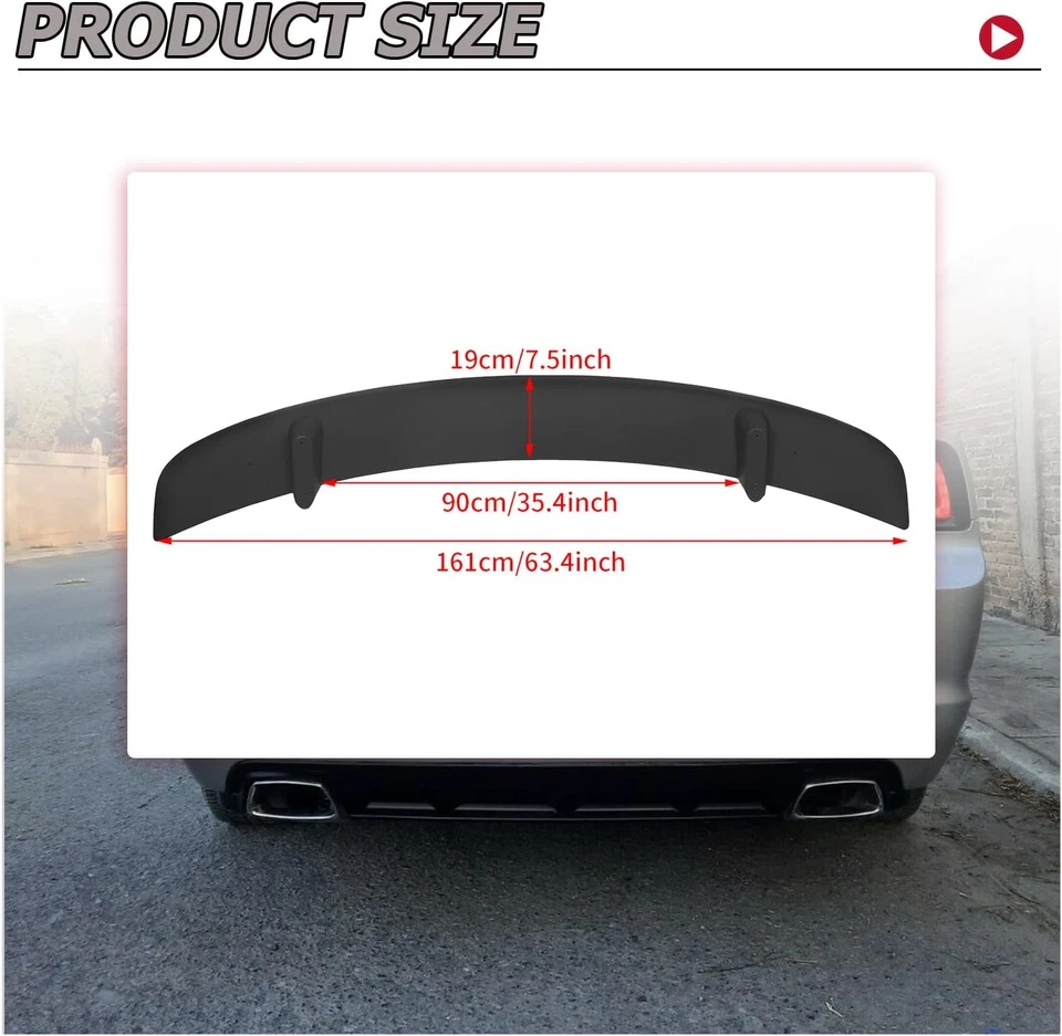 HECASA Rear Trunk Spoiler Wing Compatible with 2011-2023 Dodge Charger black  - Image 4 of 4