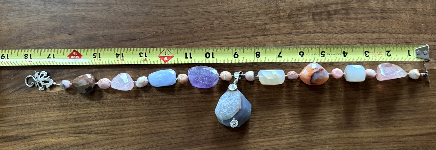 Chunky Gemstone Statement Necklace Agate Druzy Am… - image 9