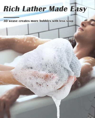 Exfoliating Shower Towel - Japanese Exfoliating Washcloth for Body & Face, Du... - Imagen 5 de 7
