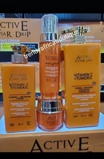 4pcs ACTIVE Caviar Vitamin C & TUMERIC, LOTION, Serum, Face Cream & Shower Gel👌