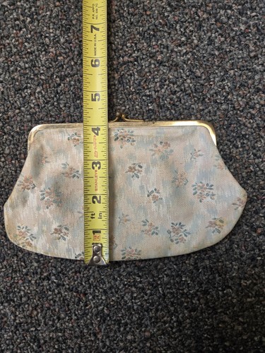 VTG Tapestry Purse Evening Bag Clutch & Change Purse Pastel Floral Kiss Clasp - Picture 4 of 11
