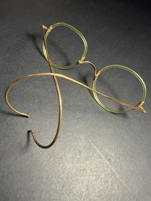 Antique Shur-On Gold Filled Windsor Eyeglasses Round Celluloid Cable Temple Vtg