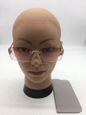 Fendi Rimless Gold Designer Sunglasses 60-16-140 Pink Lenses