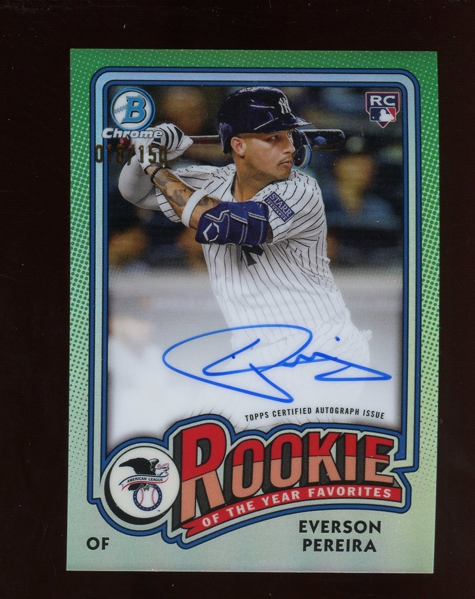 2024 Bowman Chrome ROY Favorites Everson Pereira Yankees RC Rookie AUTO /150