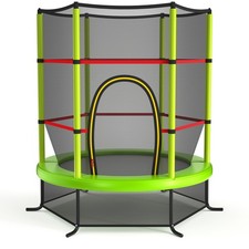 55" Recreational Trampoline for Kids Toddler Trampoline w/ Enclosure Net Green
