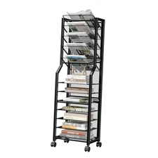  12 Tier Rolling File Cart,Desk File Organizer with Sliding Trays and Wetal 