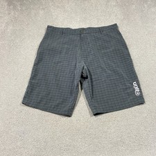 Unit Plaid Hybrid Shorts Mens 44 Grey Performance Zip Fly Pockets Skate Utility
