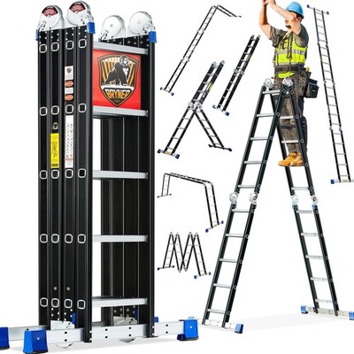 Step Folding Ladder 19.6ft Multi-Purpose Aluminium Extension Ladders, 7 in 1 ...
