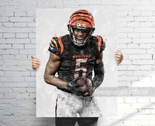 Tee Higgins Cincinnati Bengals Poster, Canvas, Football print, Sports wall art