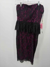 Pre-Owned Alice + Olivia Black Size 8 Lace Knee Length Strapless Dress