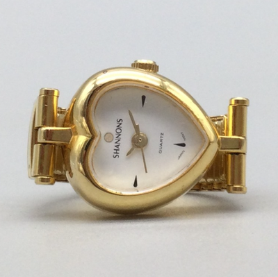 Vintage Shannons Ring Watch Women 18mm Gold Tone Heart Dial  display picture 1