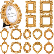 15 Pcs Mini Gold Picture Frames Bulk Vintage Resin Baroque Antique Small Jewelry