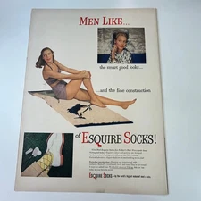 The Esquire Socks Smart Good Looks Fine Construction 1940s WWII Era Ad SV29-2