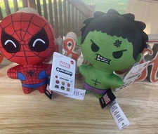 MARVEL MOODI VERSA HULK /Spiderman PLUSH ANIMAL 4" - NEW WITH TAGS! 2 For 1