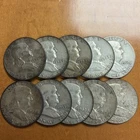 Lot of 10 50c Franklin Silver Half Dollars