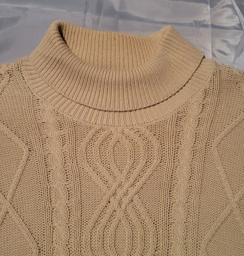 Vtg John Blair Fishermen Cable Knit Turtleneck Sweater Men XL Grandpa Fair Isle - Picture 3 of 7