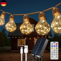 Heipard Solar Lichterkette Aussen 7.5M 16 GlüHbirnen, A60 Led Vintage Usb